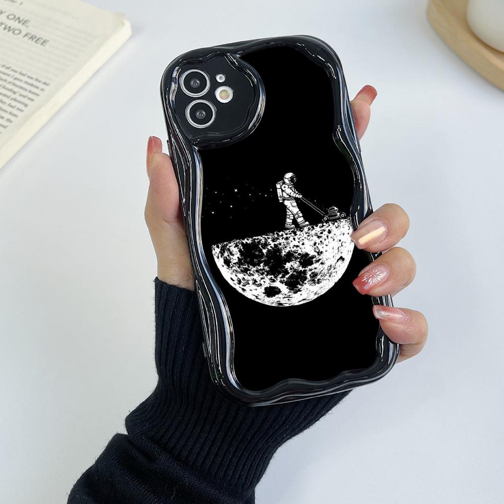 Ae97 Space Moon Astronaut Black Art Protective Phone Cases for Xiaomi PocoX5 F6 Redmi Note 13 12 11 Pro 13C 12C A3 Huawei Honor 90 Wave TPU Back Cover