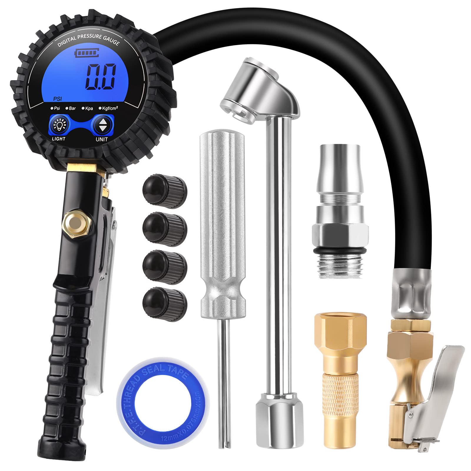 

OOWOLF Tire Pressure Digital Air Chuck 200 kPA Air Pressure High LCD Digital Display for Tire Pressure Pumping and for Cars and Set Gauge, Gun,