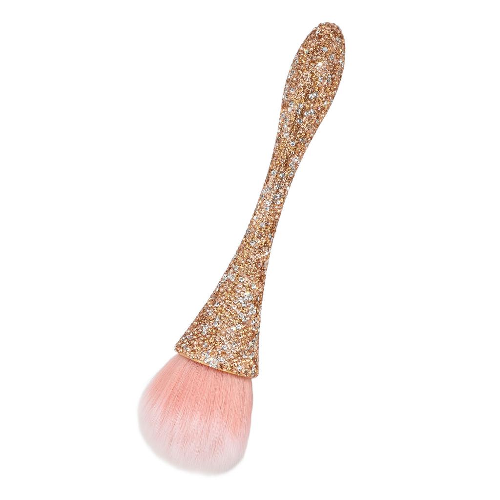 Nail Dust Cleansing Brush Soft Nylon Hair Comfortable Grip Prevent Deformation Loose Powder Brush Yellow