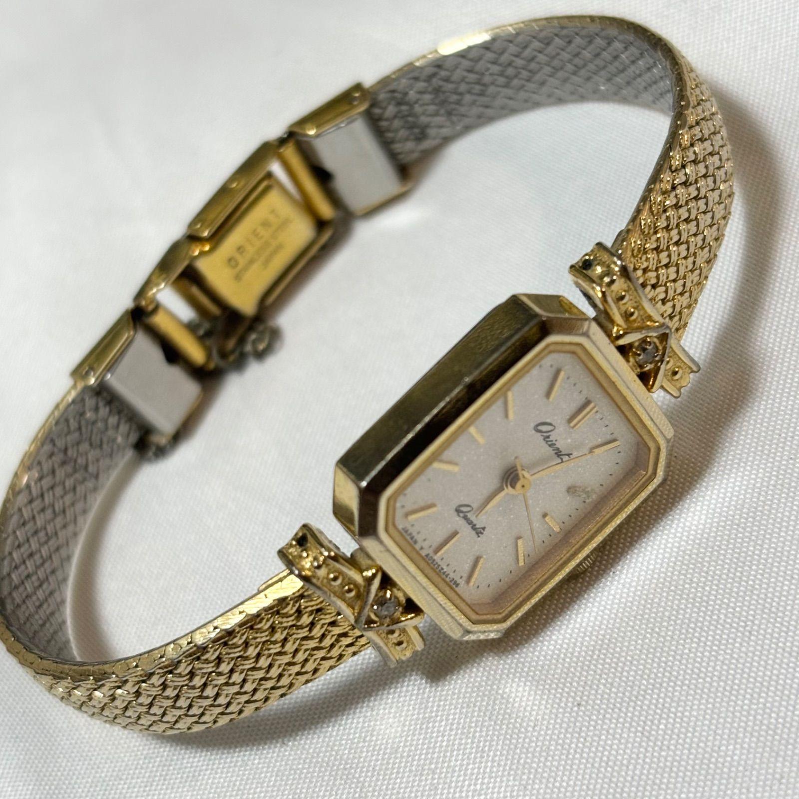 [Free Shipping] Orient/Orient/A055Z4-40/Quartz watch/White x Gold/Operation not confirmed/Junk item/Used item