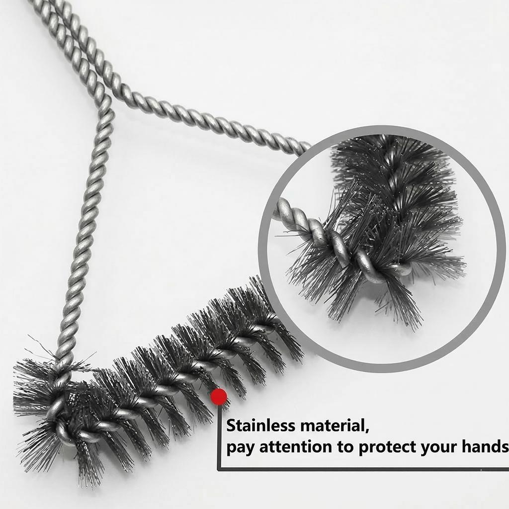 BBQ Grill Brush Y-Shape 12 Inch Stainless Steel Curled Wire Bristles Deep Cleaning Scrubber for Grill Grates & Grease