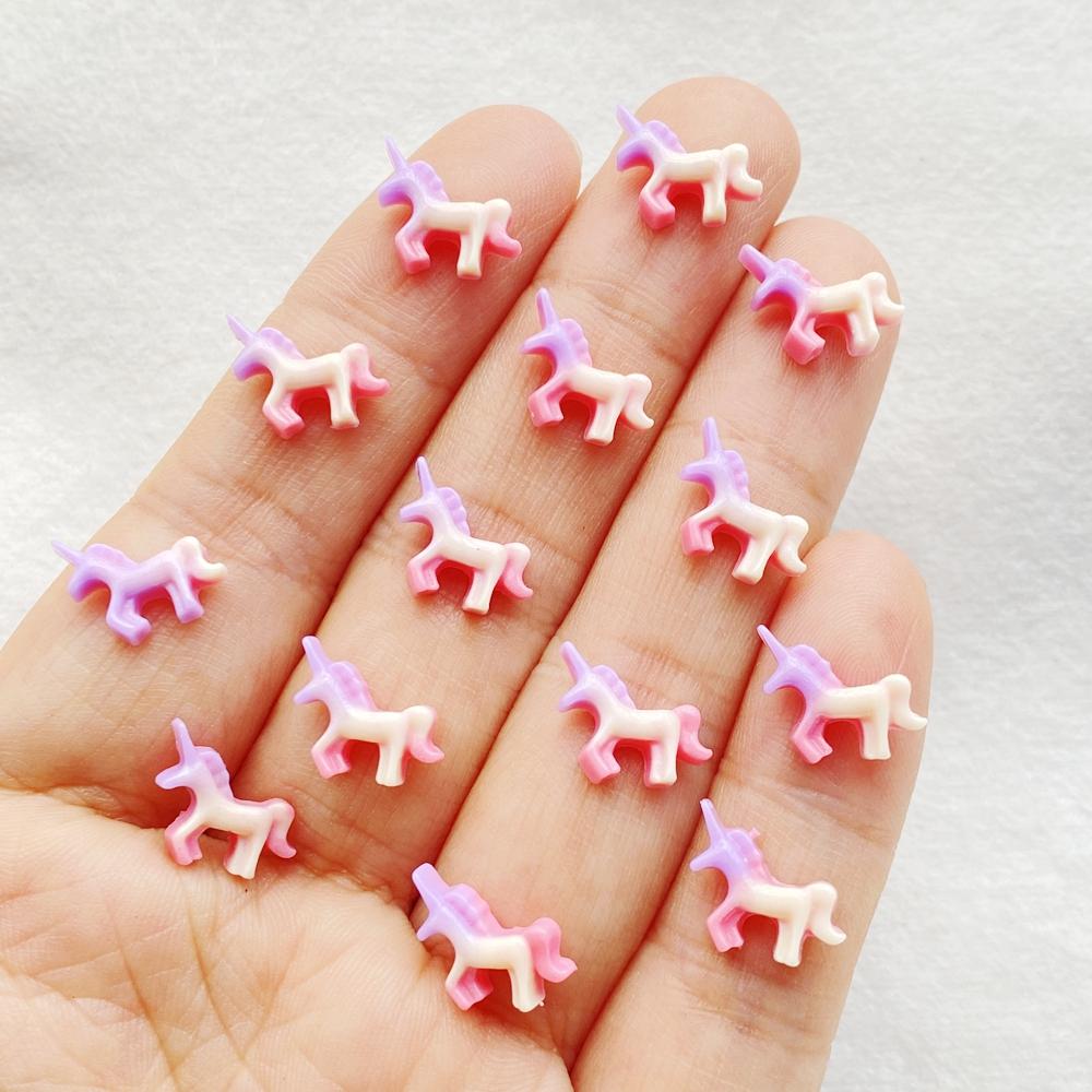 

50Pcs Cute Mini Cartoon Unicorn Series Flat Back Rhinestone Bead Scrapbook DIY Manicures Appliques Accessories Crafts