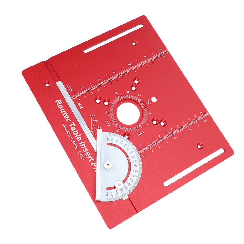 Router Table Insert Plate with Miter Guide Aluminum Alloy Woodworking Bench Flip Board for Trimming Red MM Inch Scales