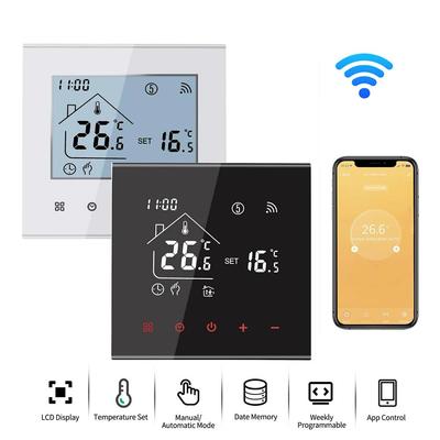 Smartes Thermostat für elektrische Fußbodenheizung, 16 A, LCD-Touchscreen, Temperaturregler, Sprachsteuerung durch Alexa/Google Home