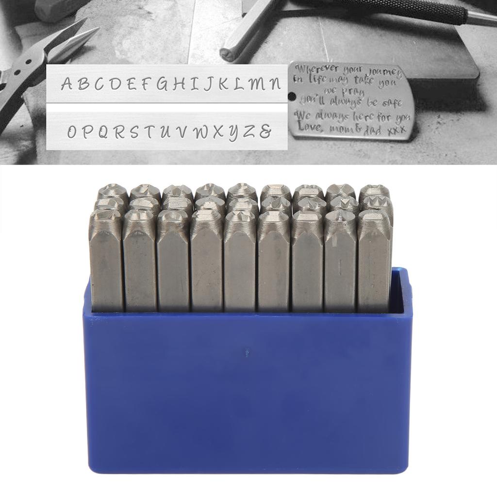 27-teiliges Metallstempel-Set aus Kohlenstoffstahl, Metall-Buchstabenstempel-Set für Schmuck, Leder, mit Aufbewahrungsbox