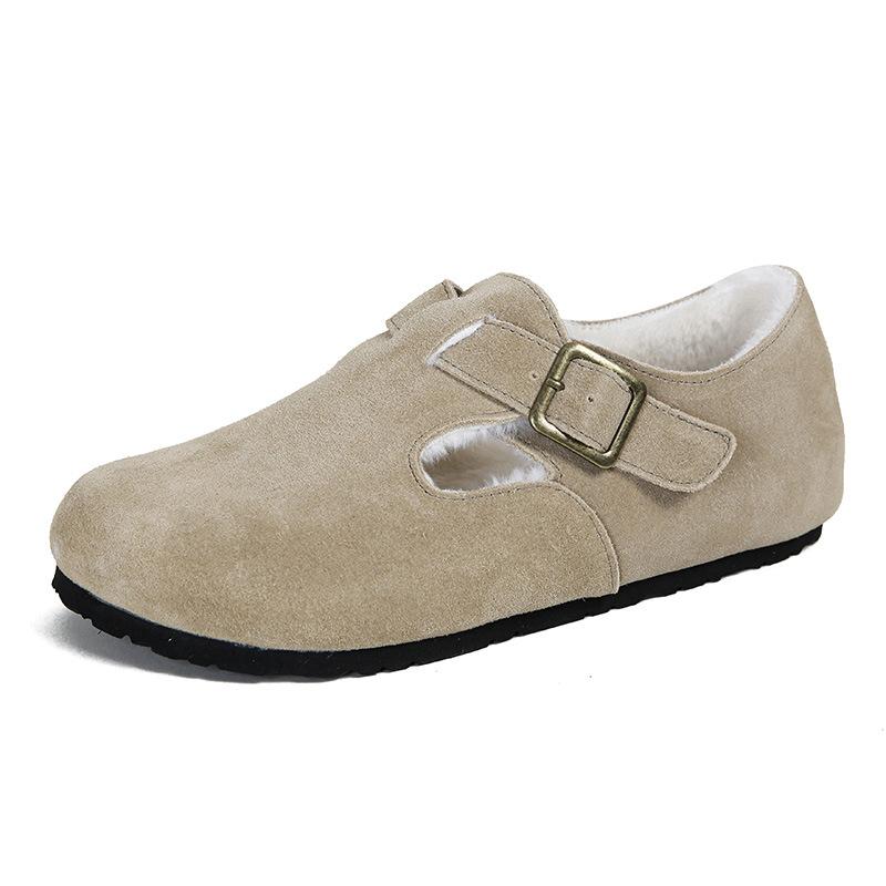 2024 Winter Shoes for Women Genuine Leather Boots Warm Plush Casual Birken Shoes Girl Retro Outdoor Plush Slipper