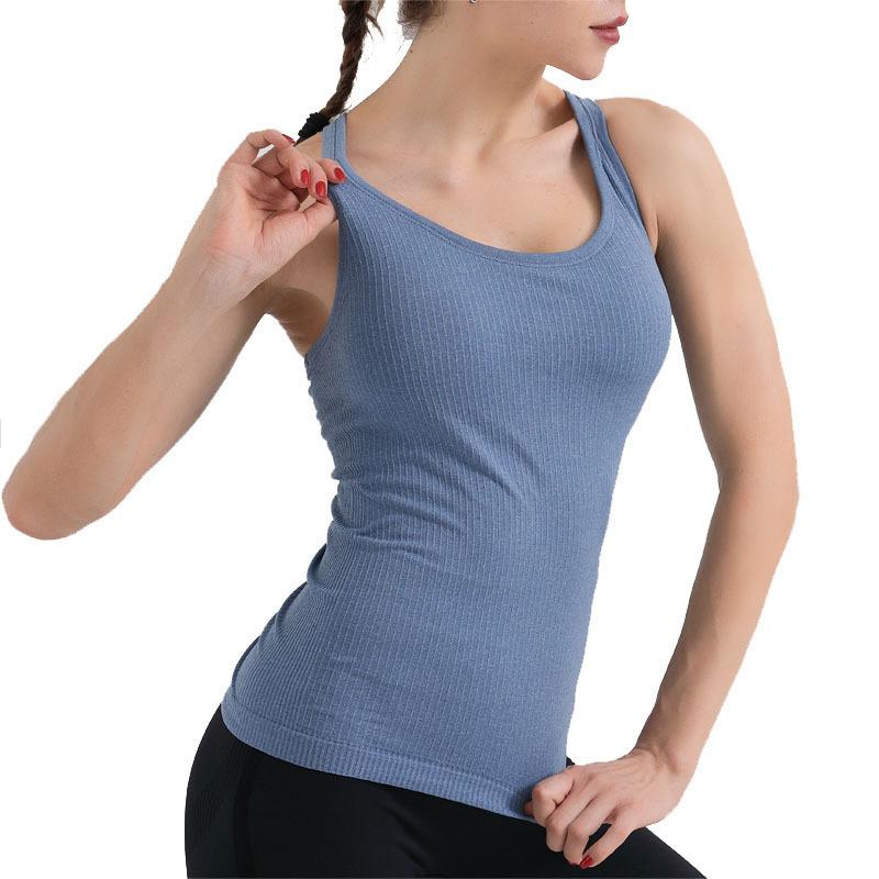 Yoga Top Chest Padded and Beautiful Back Tight Fitting Vest Long Length Fitness and Sports Underwear