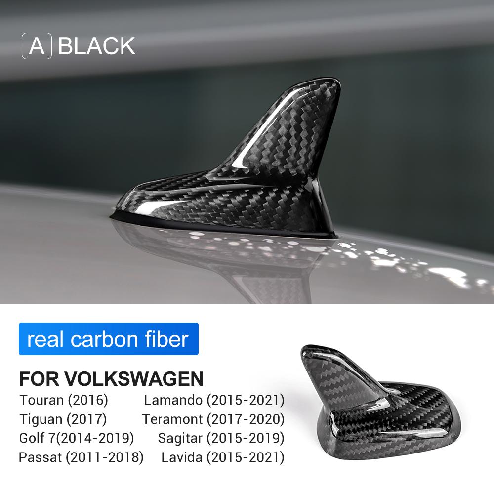 For VW Golf 7 Tiguan 2011- Carbon Fiber Car Antenna Cover Radio Shark Fin Topper Roof Aerial Trim Auto External Accessories