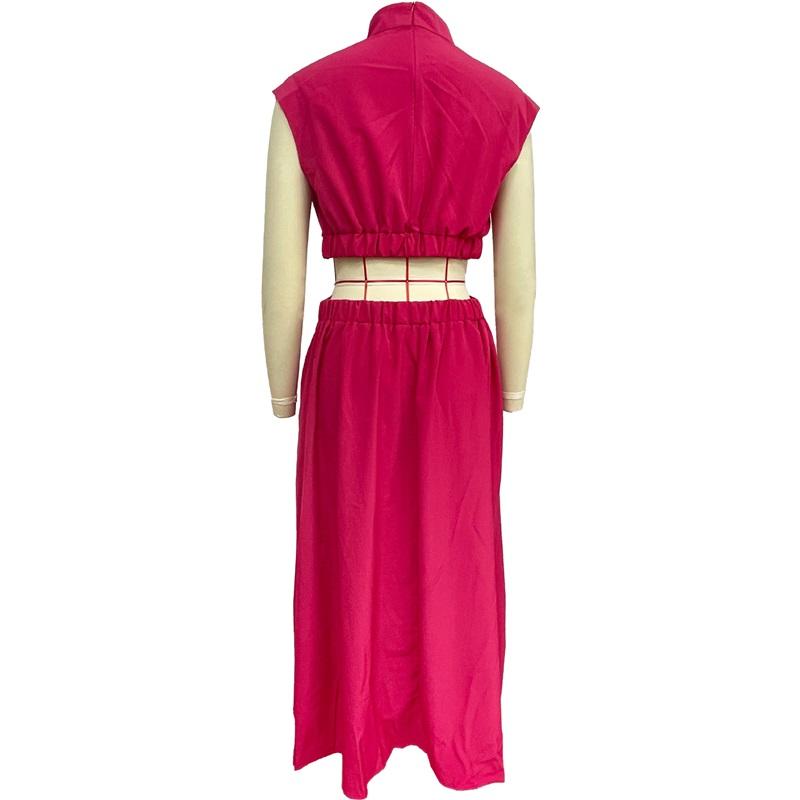 Dlouhé šaty bez pasu s stojáčkem a barvou makronek