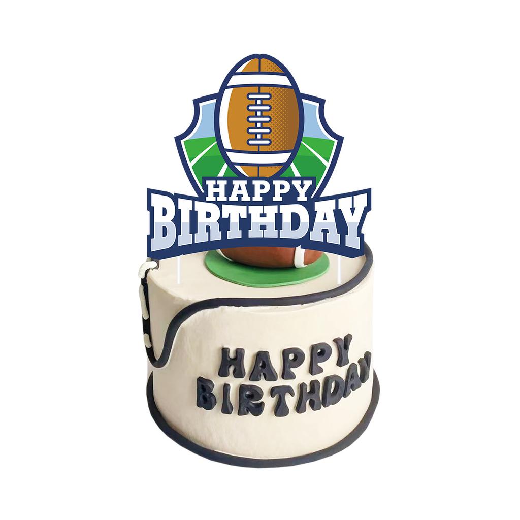 American Football Theme Party Decoration Birthday Flag Football Baseball Latte Cake Plug-In Customization