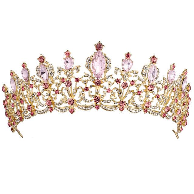 Red Black Crystal Wedding Tiara Bridal Crown For Wedding Bride Gold Rhinestone Crowns Headband Jewelry Hair Accessories