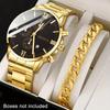 Men'S 2-Piece Watch Bracelet Set Fashion High-End Business Fake Three-Eye Pointer Quartz Watch