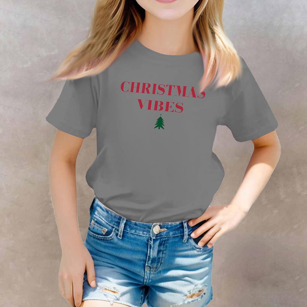 Christmas Day Toddler Girl Boy T-Shirts Kids Top Boys And Girls Printed Short Sleeved T-shirt