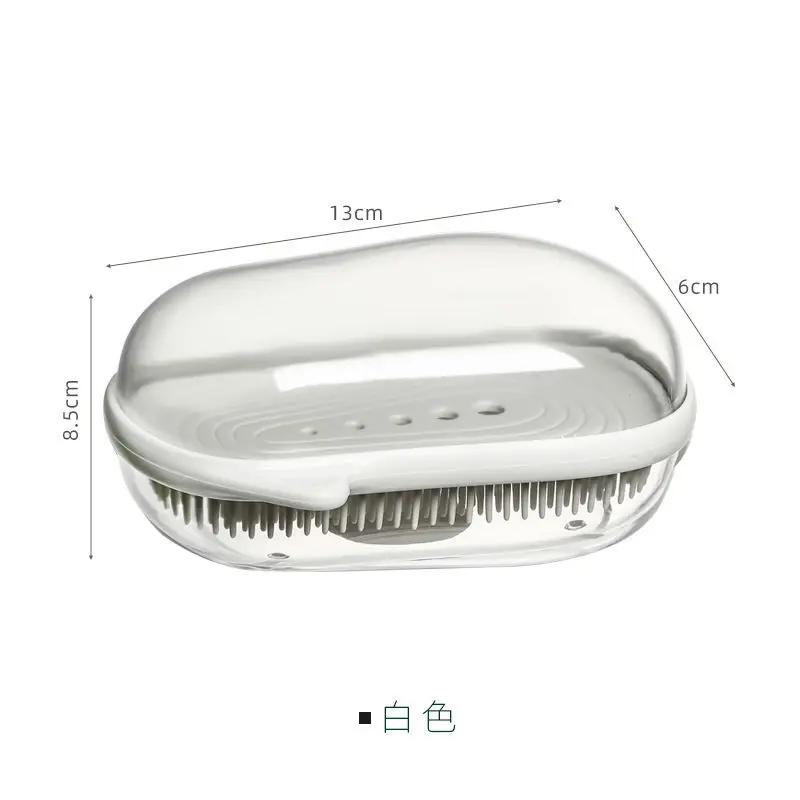 

Portable Silicone Soap Dish with Double-Layer Lid - Travel Bathroom Organizer, Odor-Resistant Drainage SoapHolderTray for Shower 1pcs белый