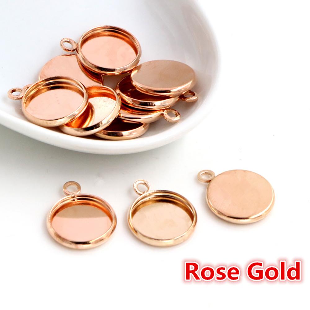 8/10/12/14/16/18/20/25mm Inner Size Bronze Silver Plated Rhodium 7 Colors High Quality Iron Material Cameo Setting Pendant Tray