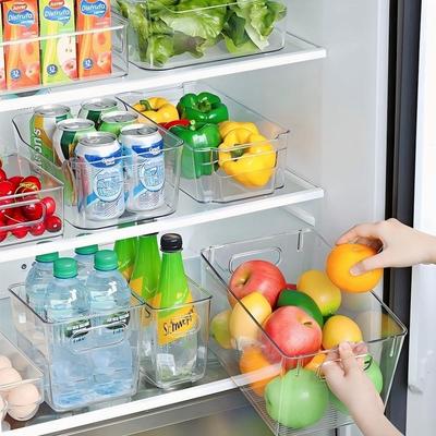 Refrigerator Storage Box Set, 6 Transparent Plastic Storage Boxes, Suitable for Refrigerators, Freezers, Kitchens, Food Sorting