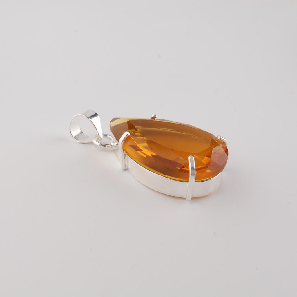 Yellow Citrine Gemstone 925 Sterling Silver Jewelry Fashionable Pendant 1.60" For Women PP-67-9
