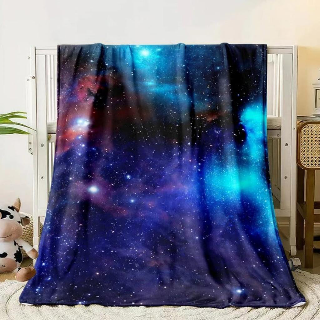 Galaxy Stars In Space Digital-printed Polyester Bedroom Velvet Flannel Cover Blanket Fleece Soft Sofa Cover Blankets for Beds
