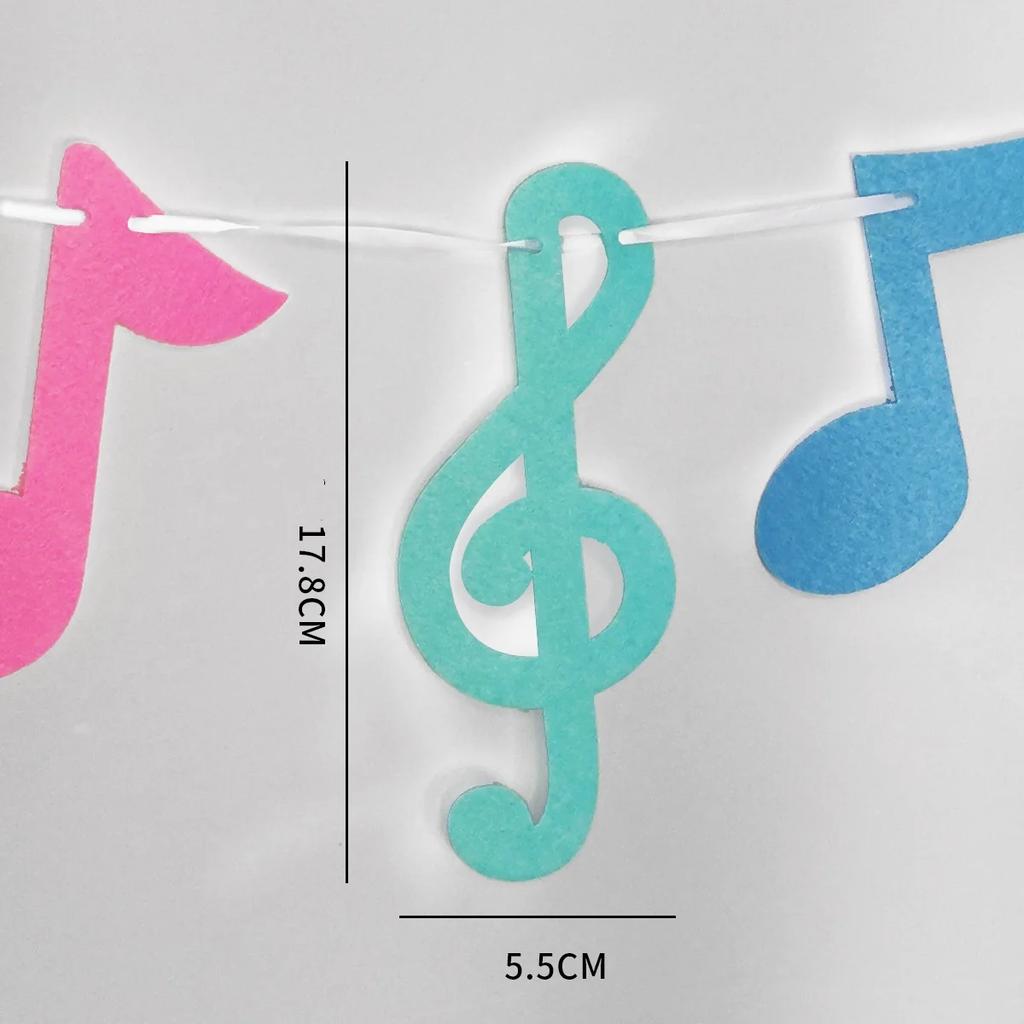 Buntes Filz Musiknote Zugflaggen Banner Kinder Geburtstag Hochzeit Rockmusik Festival Party Hängende Girlande Heimdekoration
