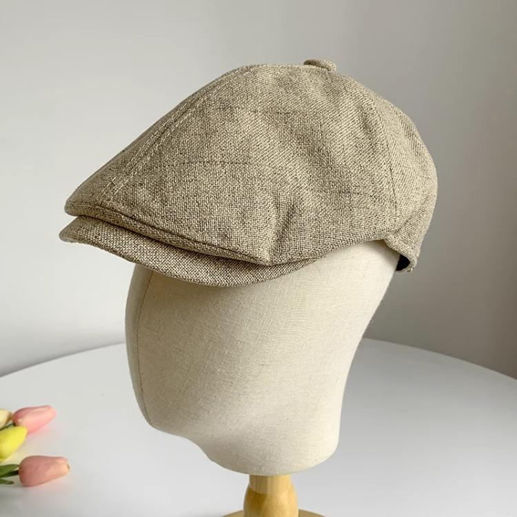 Blogger's same style forward hat for women, summer cotton and linen, breathable retrok-style british beret, reverse cap for men