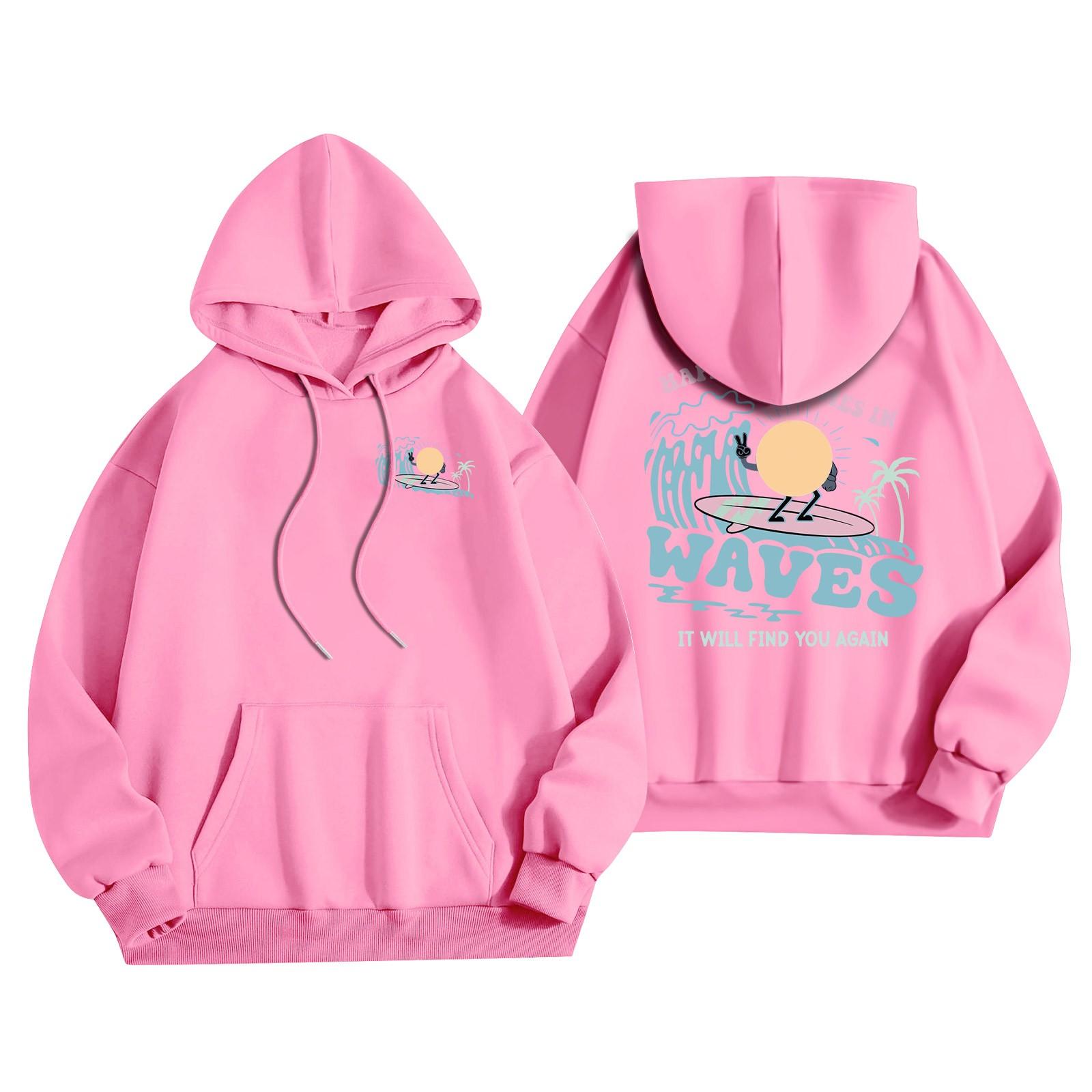 

Женский модный легкий свитер с длинными рукавами и карманами с цветочным принтом XXL розовый