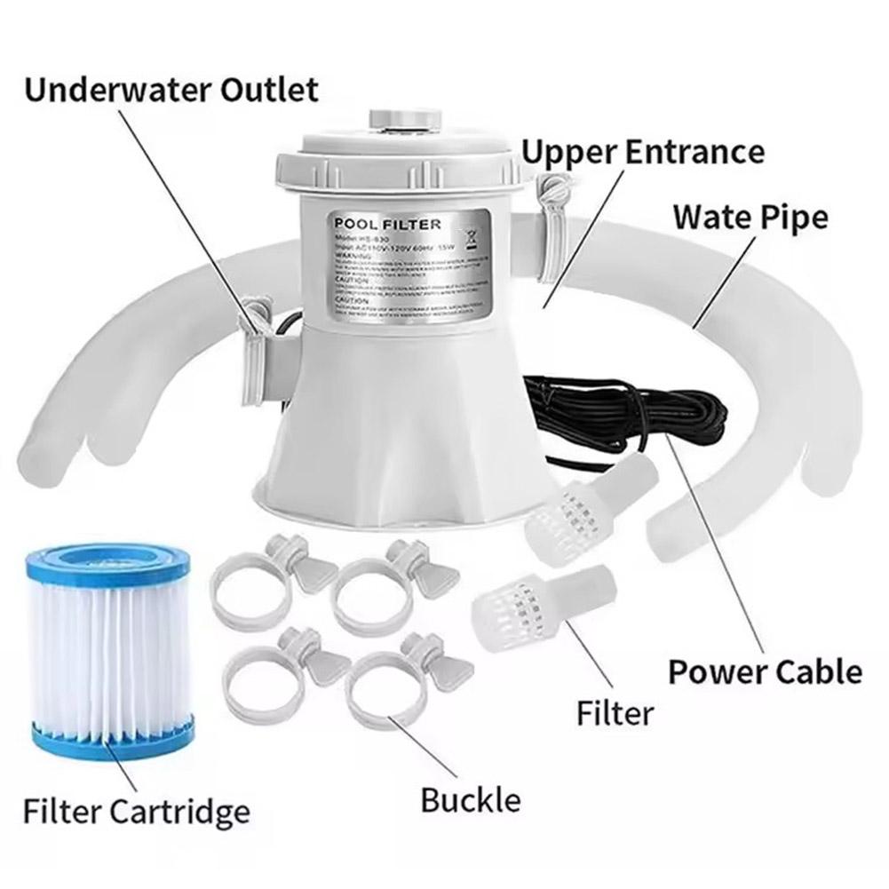Bomba de Filtro para Piscina 300GPH Limpador de Piscina Acima do Solo Bomba de Água Elétrica Melhora a Circulação Bomba de Filtro UE