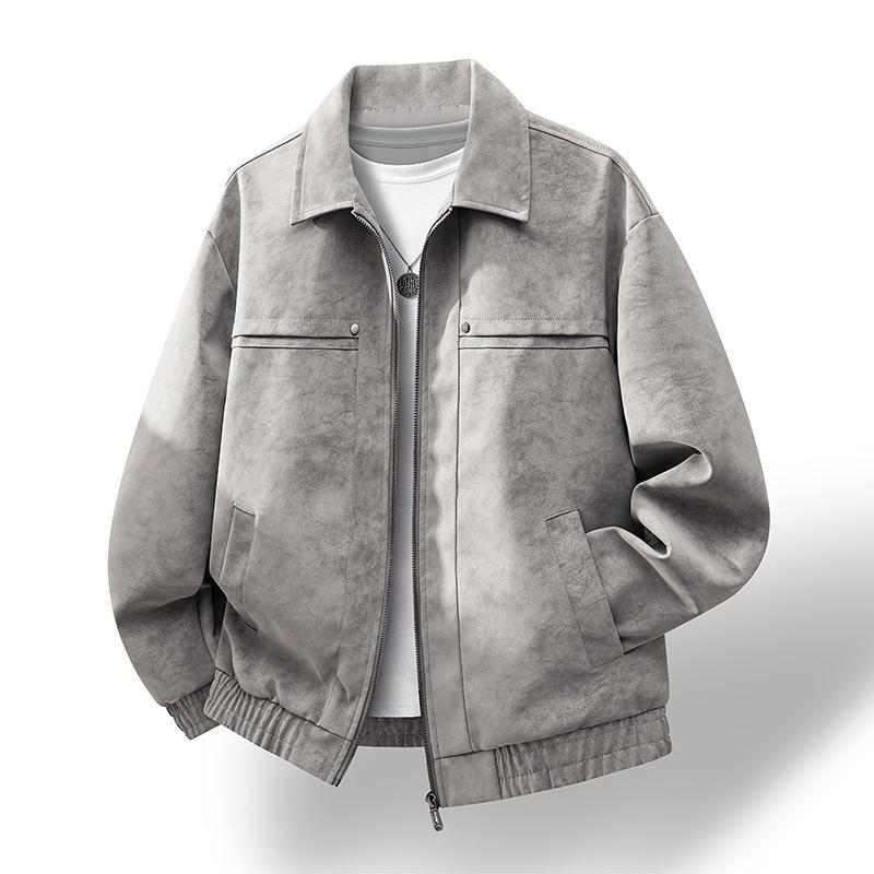 New leather jacket men's autumn and winter large size jacket leather jacket men's business lapel suede men's leather jacket