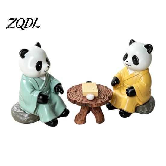 Cadeau Unique pour les Amateurs de Culture du Thé Figurine Panda Jouant au Go, Résine Robe Zen Objet de Collection de Table Art Ornement de Salon, Statue Mignonne