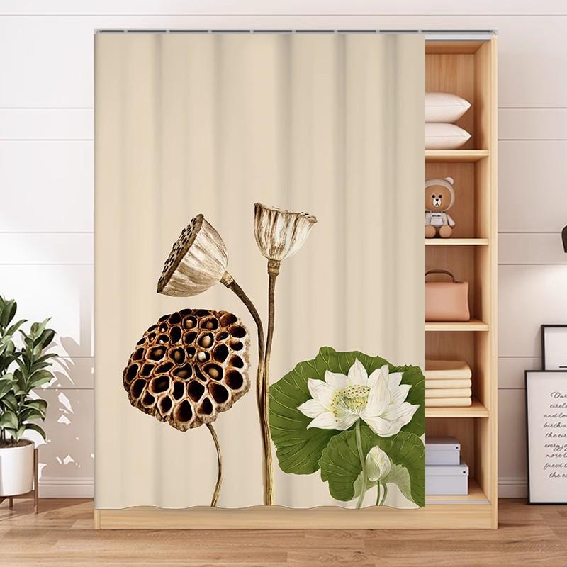 

Шторка для шкафа, шторка для двери без перфорации, ткань для чехла для гардероба, ткань для чехла для книжной полки, подставка для обуви, чехол от мусора, пылезащитная ткань, шторка W60xH90cm&Velcro