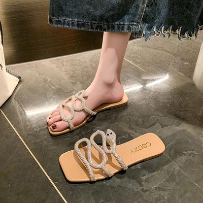 Zapatilla de Verano Crystal Roma para Mujer Chanclas Planas Brillantes Sandalias Cómodas para Mujer Calzado Casual de Exterior Chanclas Zapatillas