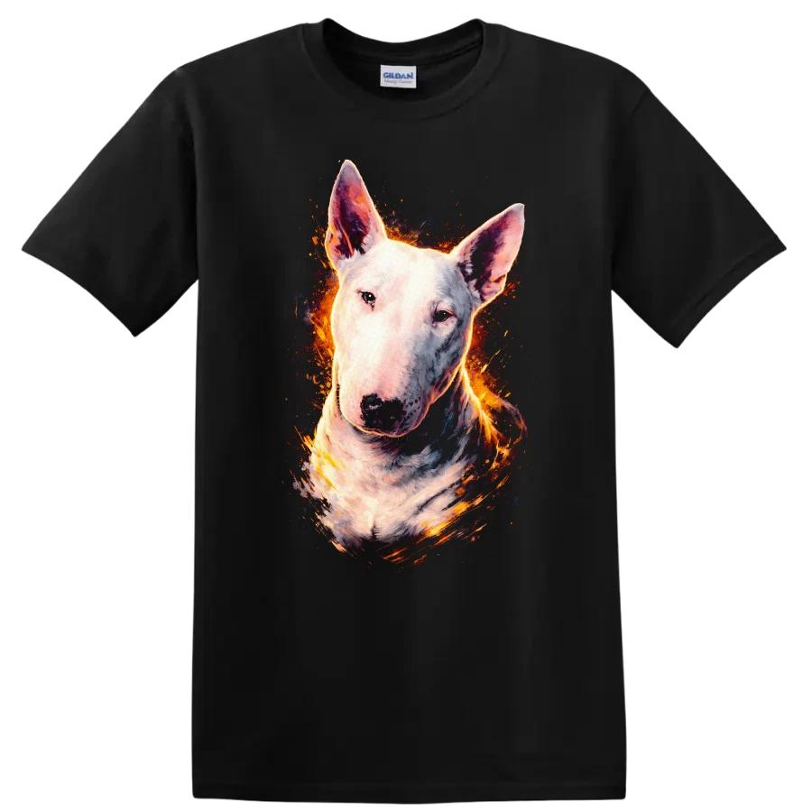Bull Terrier Fire Art T Shirt Graphic Dog Lover Tee Artwork Design