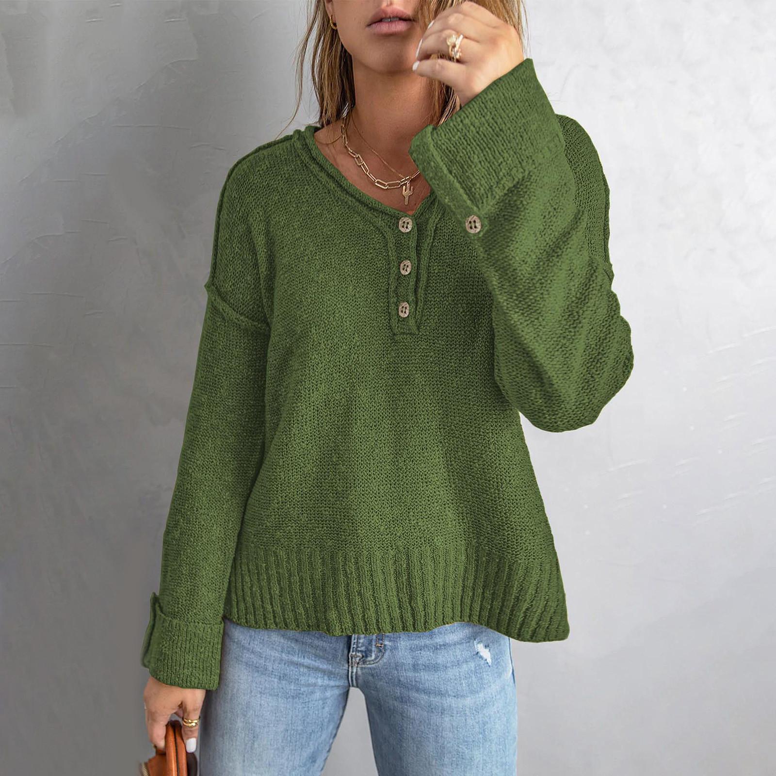 Женский темпераментный повседневный однотонный свободный вязаный свитер на пуговицах с открытыми плечами XXL