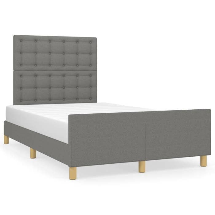 VidaXL Bed Frame with Headboard Dark Grey 120x200 Cm Fabric3125366