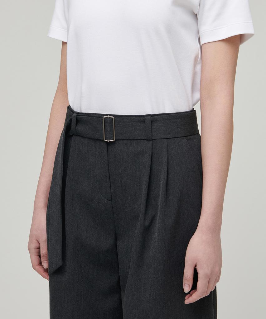 MUSINSA STANDARD WOMAN Women'S Real Wide Belted Slacks [Charcoal Gray]