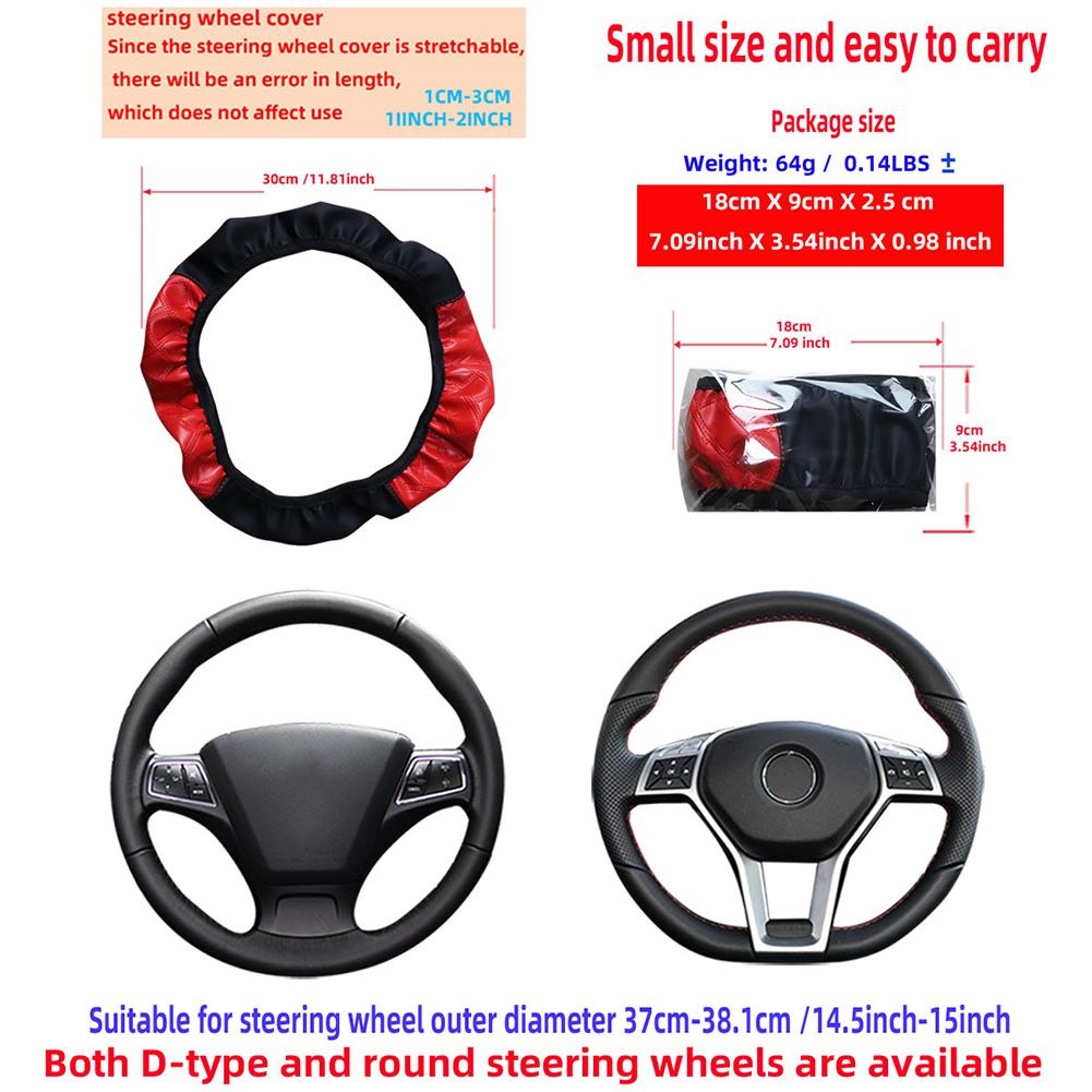 PU Leather Steering Wheel Cover with Breathable Material and Anti Slip Features for 15 Inch Car Wheels Improving Driving Safety