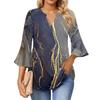 3/4 Sleeve Shirts For Women's Fashion Casual Round Neck Printed T-Shirt Top