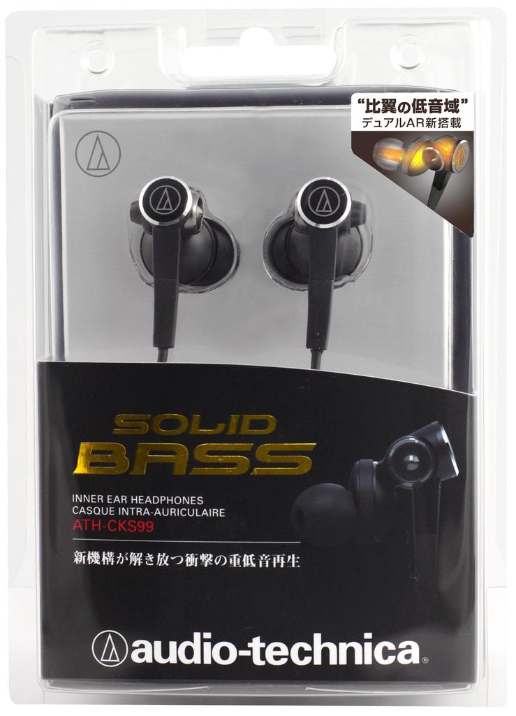 SOLID BASS Audio-Technica In-Ear Headphones, Black, ATH-CKS99