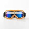 Vintage Pilot Motorcycle Goggles UV400 Windproof Scratch Resistant PC Lens with Leather Trim for Open Face Helmet