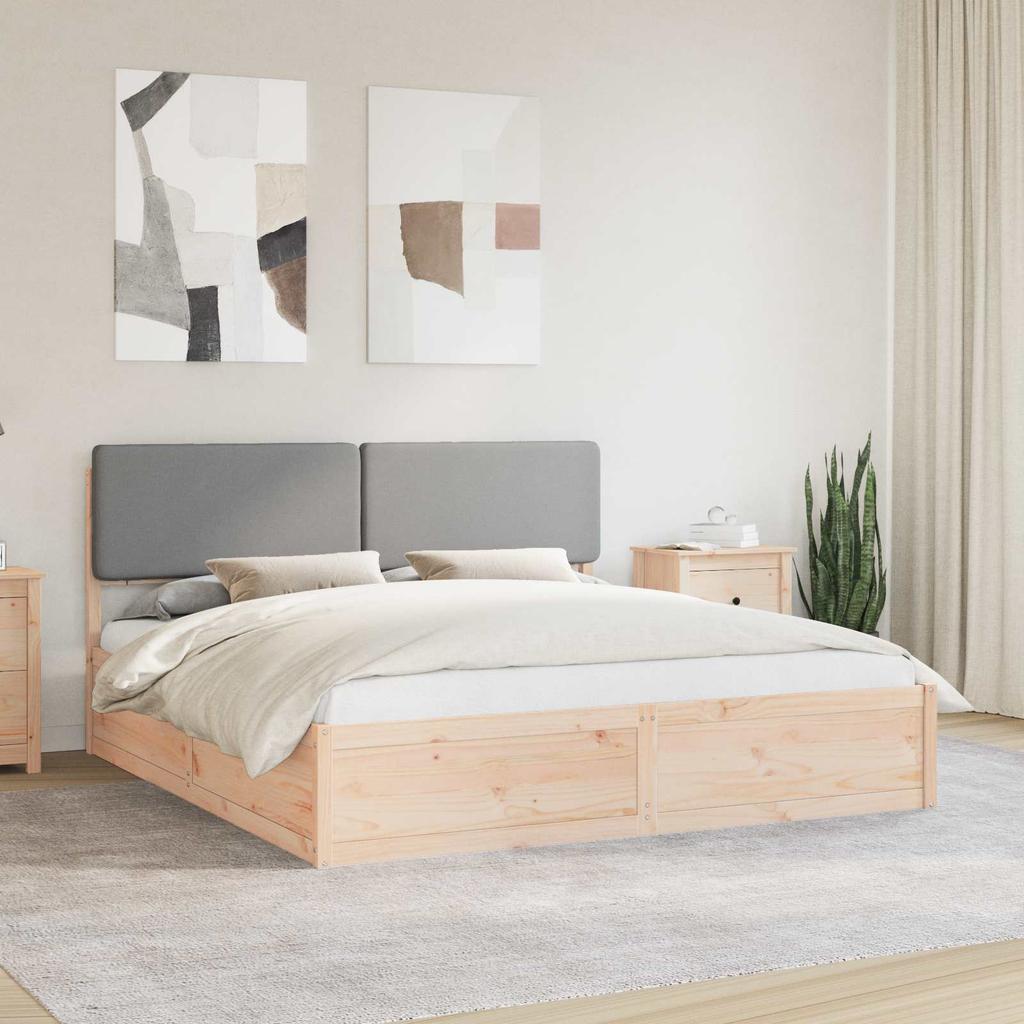 Bed Frame with Upholstered Headboard Light Grey 180 x 200 cm