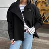Abrigo de Lana Elegante para Mujer con Cuello Alto, Botones y Mangas Largas