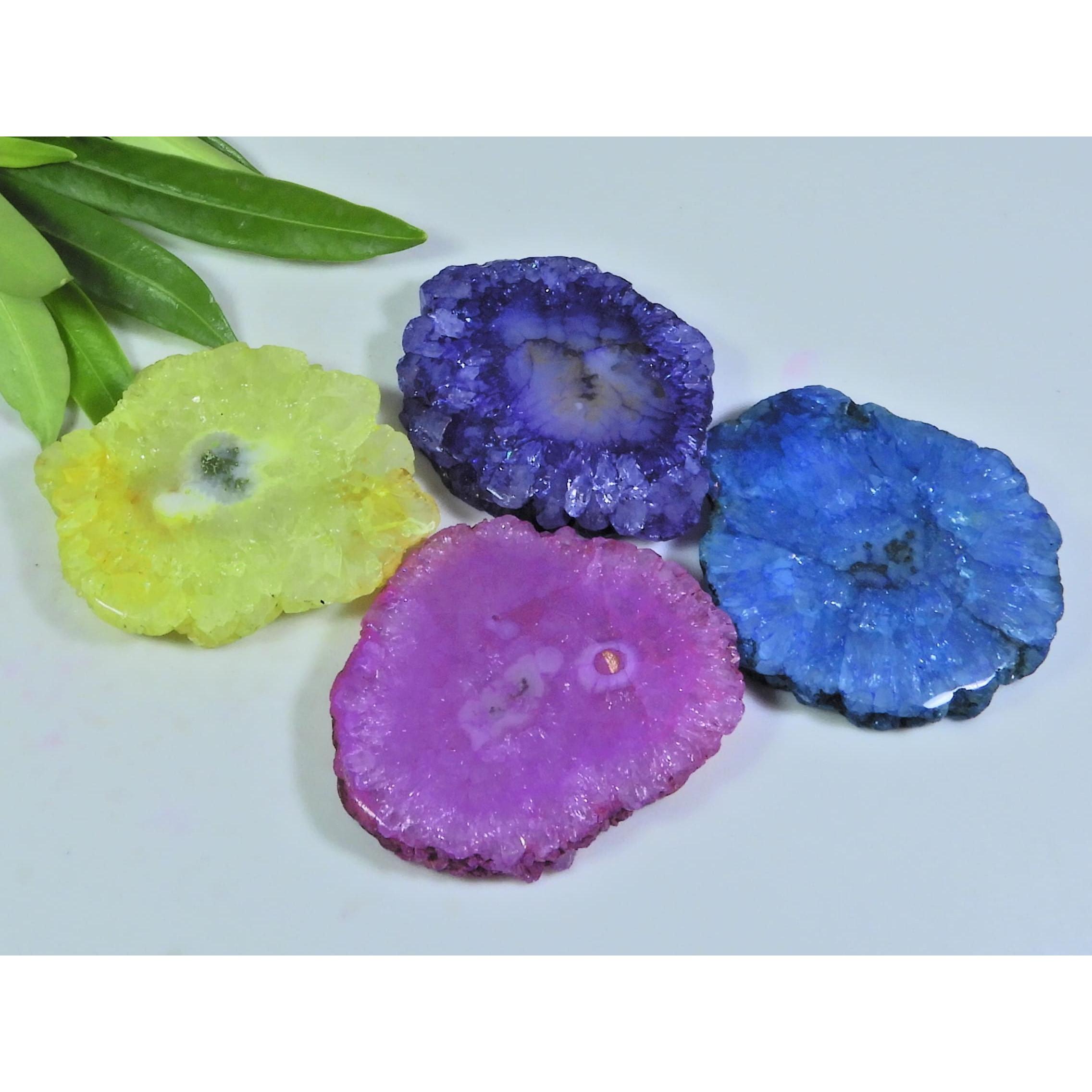 

258Cts. Dyed Solar Durzy Agate 4Pcs Crystal Loose Gemstone Lot 30X37-34X35MM A-235