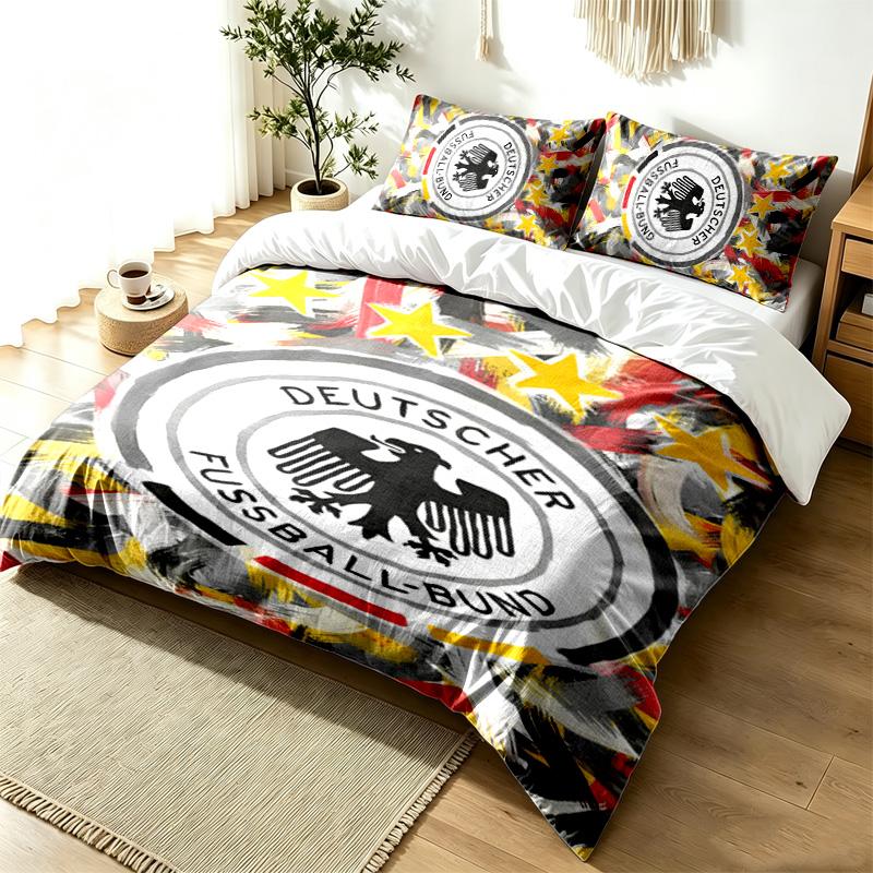 Germany national football team 3pc Duvet Cover Set Simple Modern Bedding Set Wrinkle Resistant Soft Fabric All Season Use a perfect gift