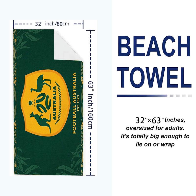 The Socceroos Australia Print Beach Towel, Large Soft Quick Dry Towel for Beach Camping Swimming