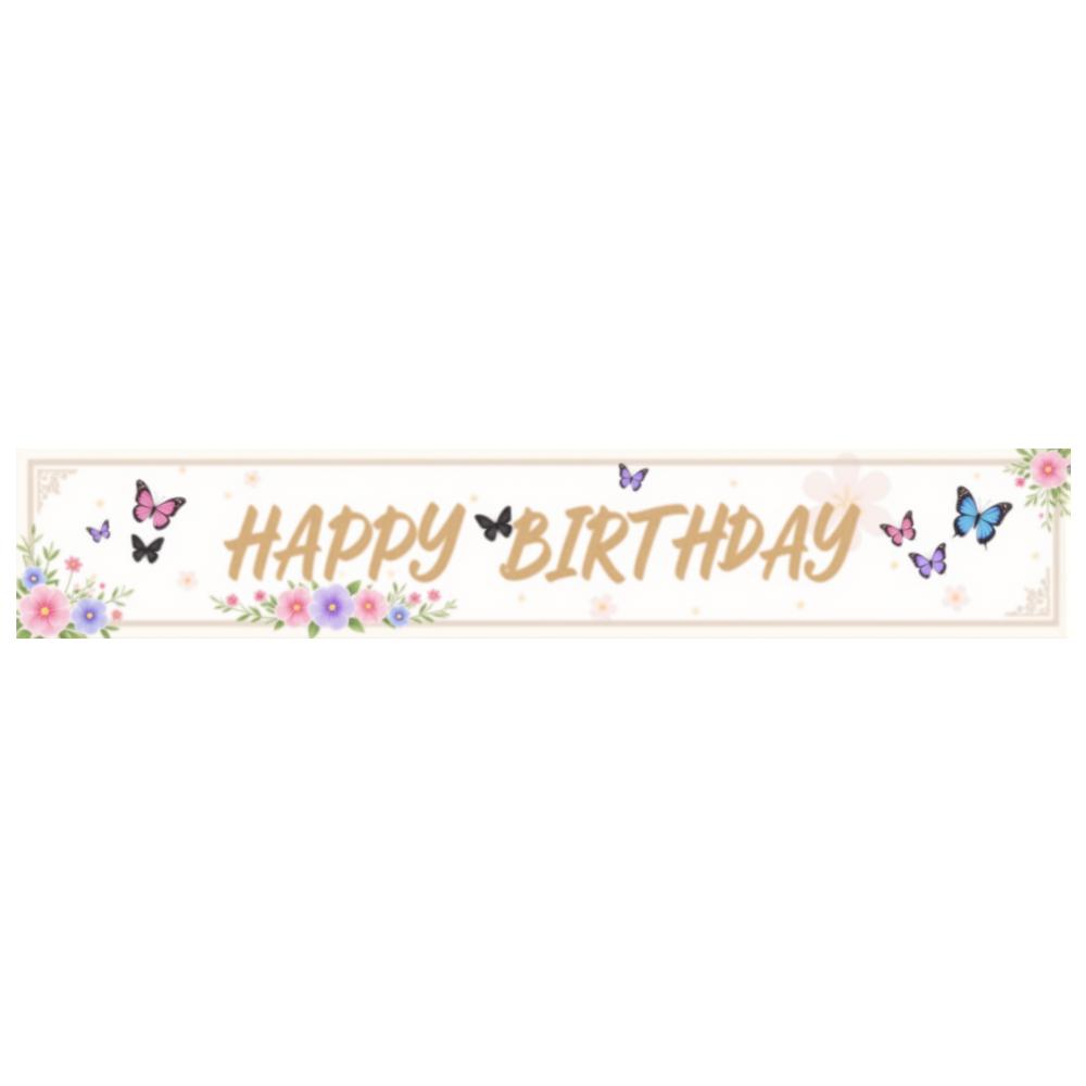 Polyester Material  Banner  Floral Birthday Banner  Birthday Banner for Party Decoration Holiday Event Indoor