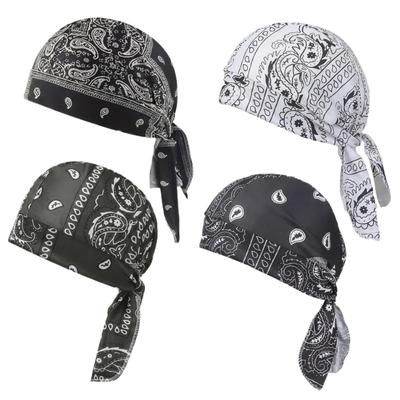 Paquete de 4 Gorros Bandana Refrescantes con Estampado Paisley Transpirables Ajustables para Circunferencia de Cabeza de 55 a 58 cm Uso al Aire Libre