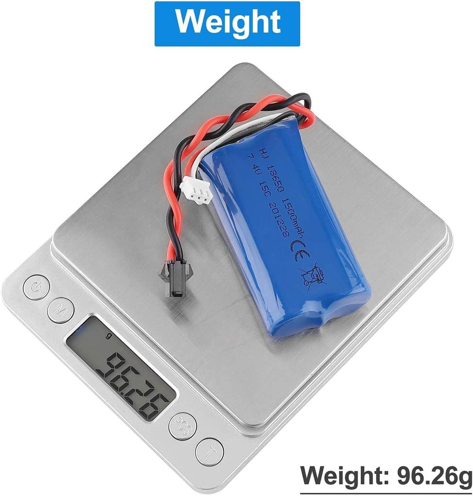 LiPo Battery 1500mAh 7.4V 2S | Compatible with RC Toys U12A, S033G, Q1, H101 | SM-2P Connector | Long Runtime | 67x19x37mm – 96g, Blue