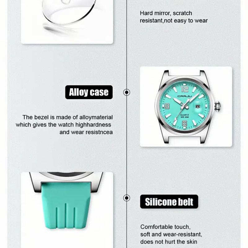 Herrenmode Sportuhr Wasserdicht Leuchtend Damen Quarz Armbanduhr Mehrfarbiges Zifferblatt Kalender Armbanduhr