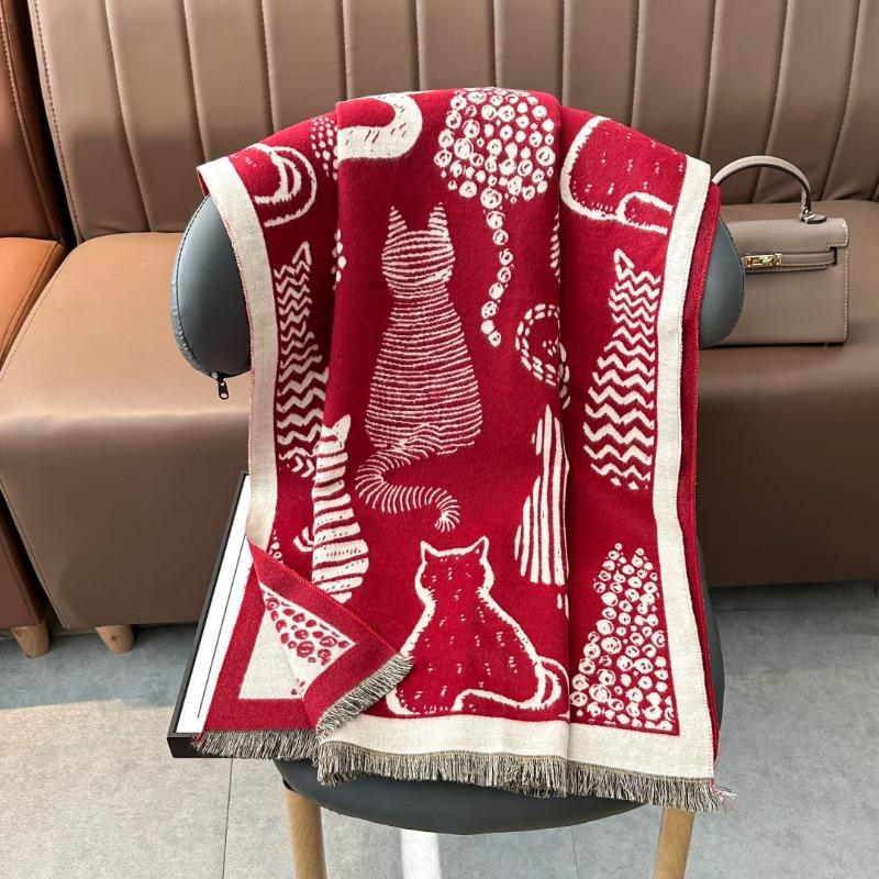 Autumn and winter new cat fashion imitation cashmere scarf women's printing temperament warm scarf air conditioner shawl