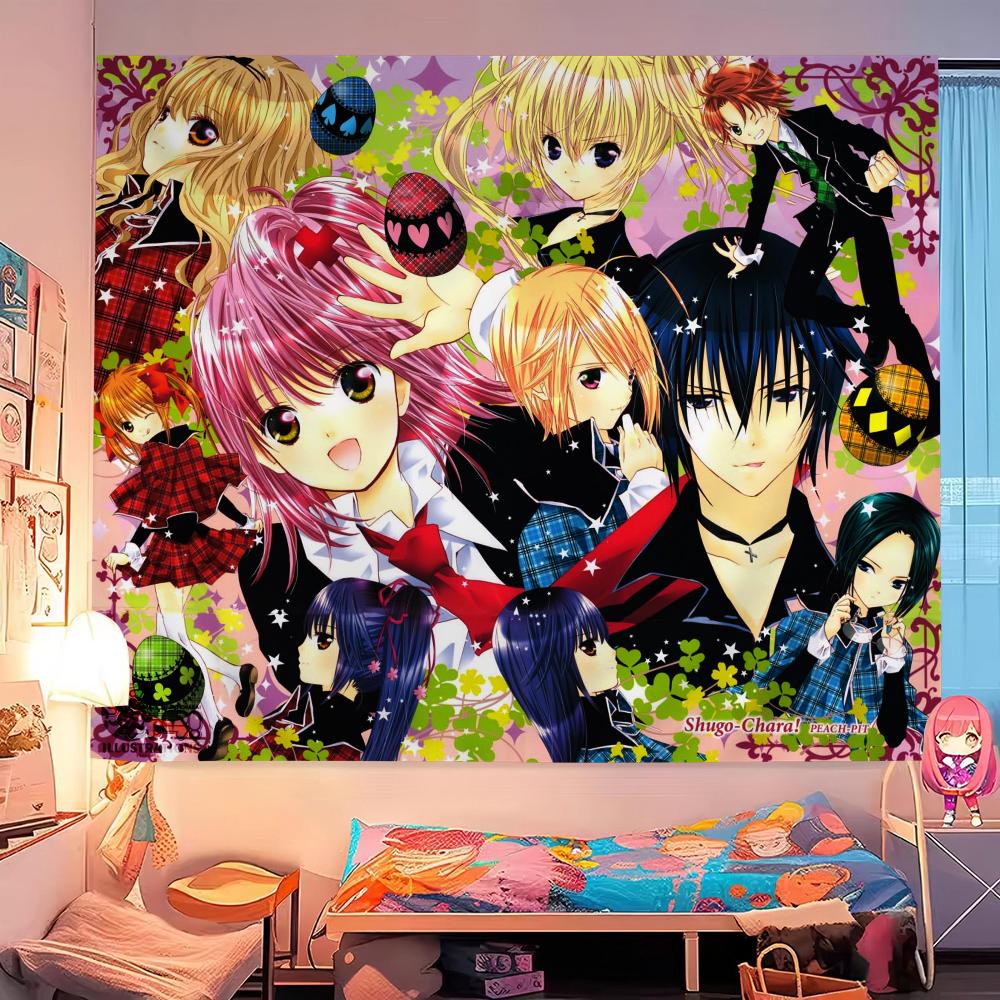 Classic Japanese Anime S-Shugo C-Chara Printed Large Wall Tapestry Hanging Tarot Hippie Wall Rugs Dorm Home Decor