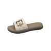Large size slippers women's summer new flat-bottomed slippers metal belt buckle outside wear one-word cool slippers